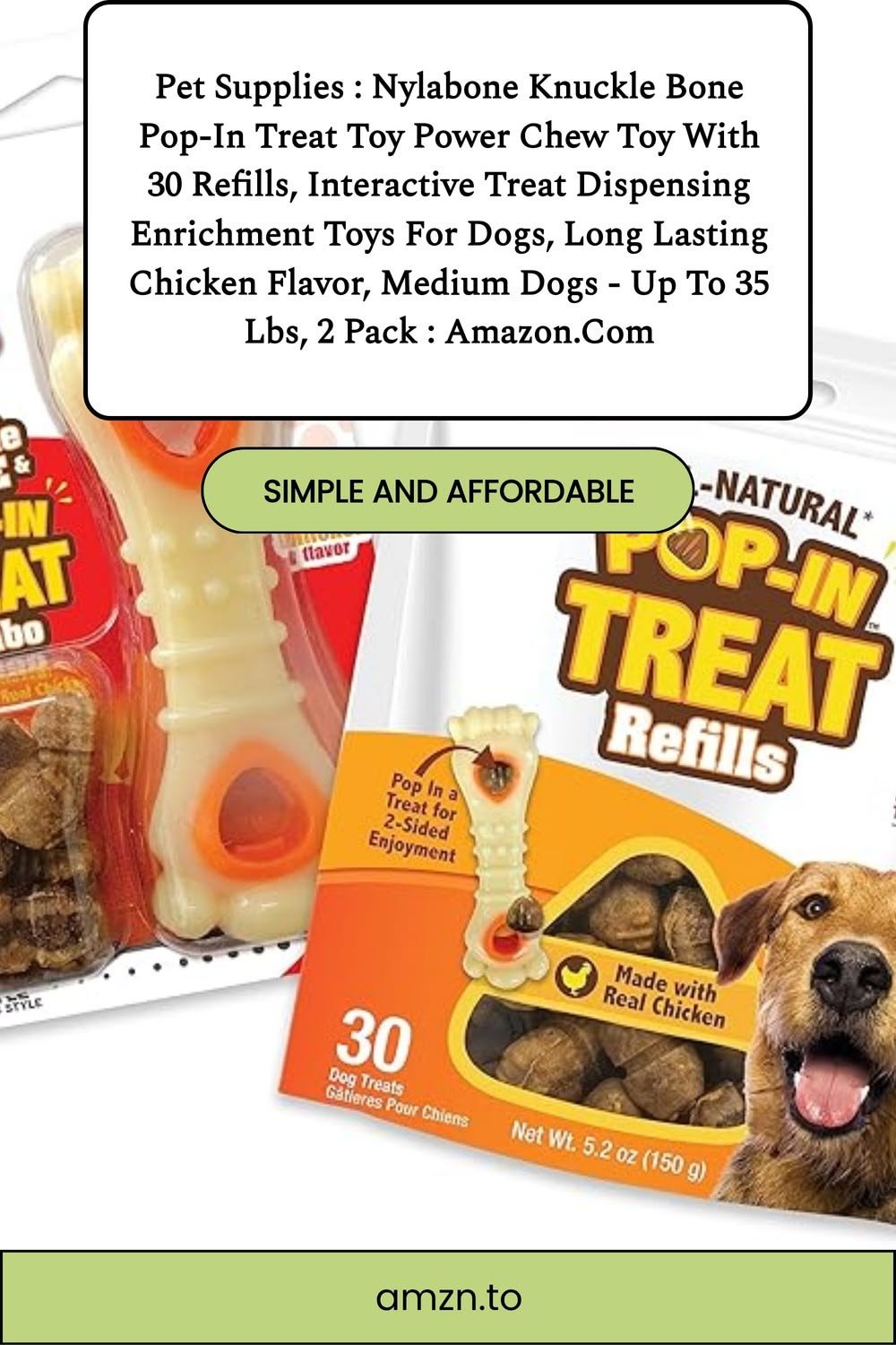 Pet Supplies : Nylabone Knuckle Bone Pop-in Treat Toy Power Chew Toy with 30 Refills, Interactive Tr