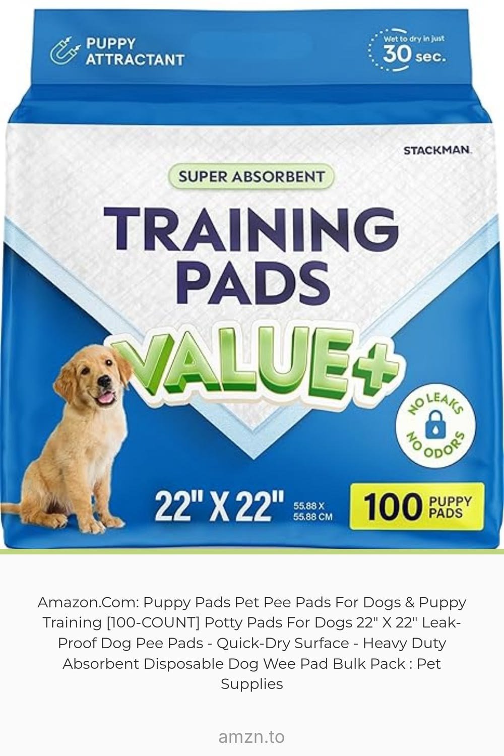Amazon.com: Puppy Pads Pet Pee Pads for Dogs & Puppy Training [100-COUNT] Potty Pads for Dogs 22′′ x