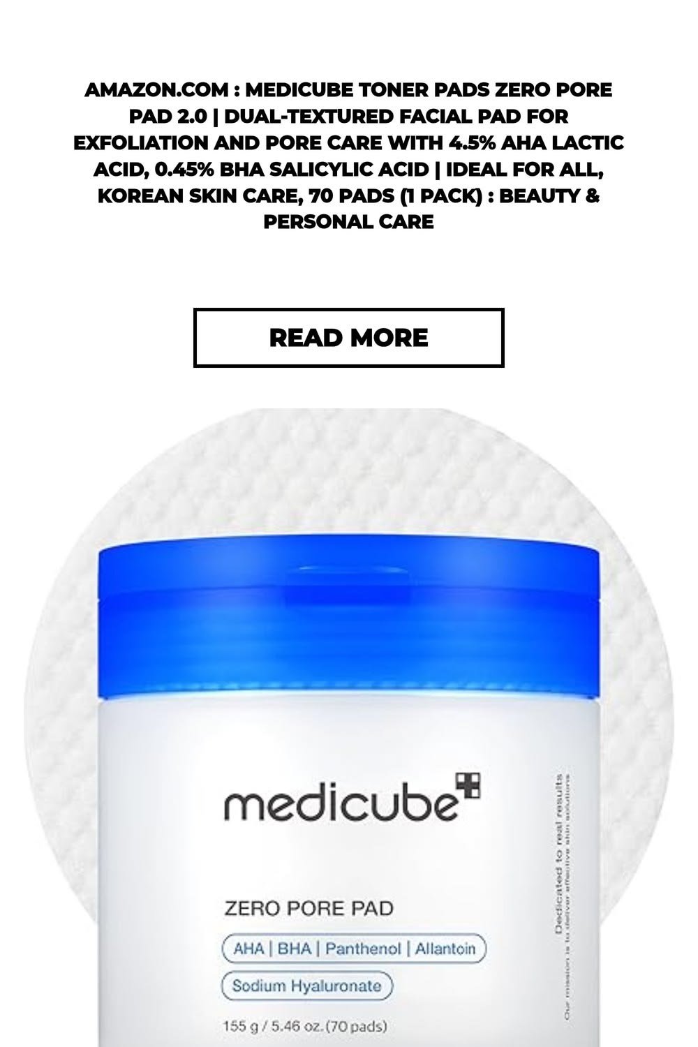 Amazon.com : medicube Toner Pads Zero Pore Pad 2.0 | Dual-Textured Facial Pad for Exfoliation and Po