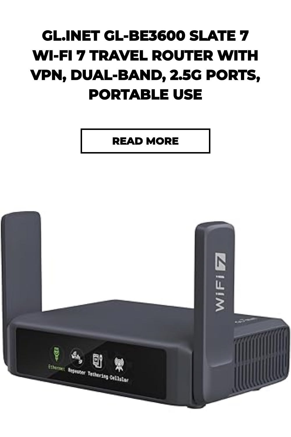 GL.iNet GL‐BE3600 Slate 7 Wi‐Fi 7 travel router with VPN, dual‐band, 2.5G ports, portable use