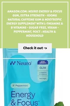 Buy Neuro Energy & Focus Gum, Extra Strength – 100mg Natural Caffeine Gum & Nootropic Energy Supplement with L-Theanine & B Vitamins – Sugar Free, Vegan – Peppermint, 90ct on Amazon.com ✓ FREE SHIPPING on qualified orders